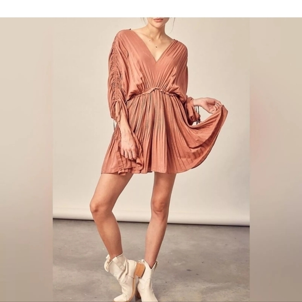 Vogue Clay Dress Size Small Pleated Ruched Lined NWT